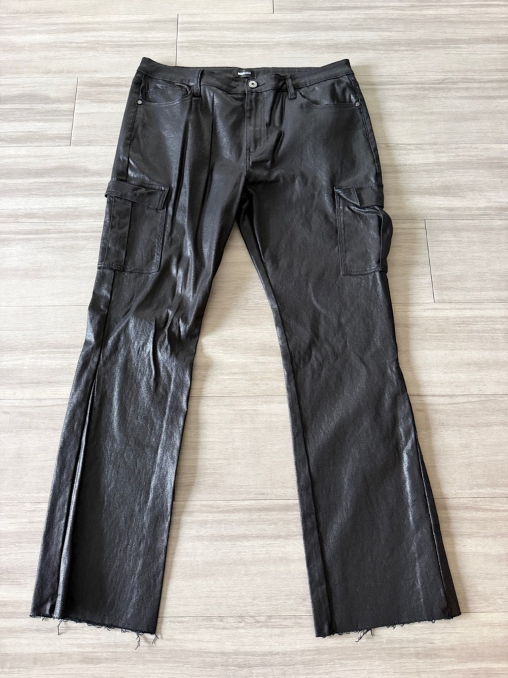 Novaman Black Men's Cargo Waxed -Effect Pants (38x34)